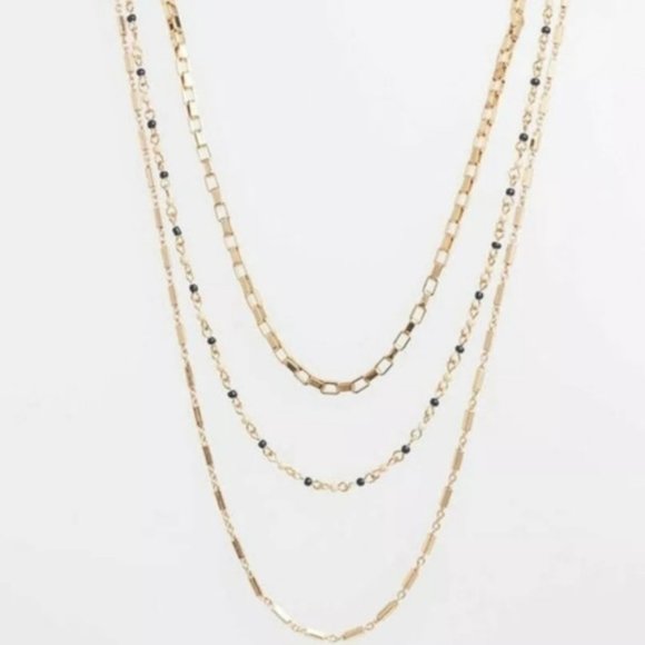 Rebecca Minkoff Multi Strand Necklace with Beading (Gold/Navy Multi) Necklace - Picture 2 of 6